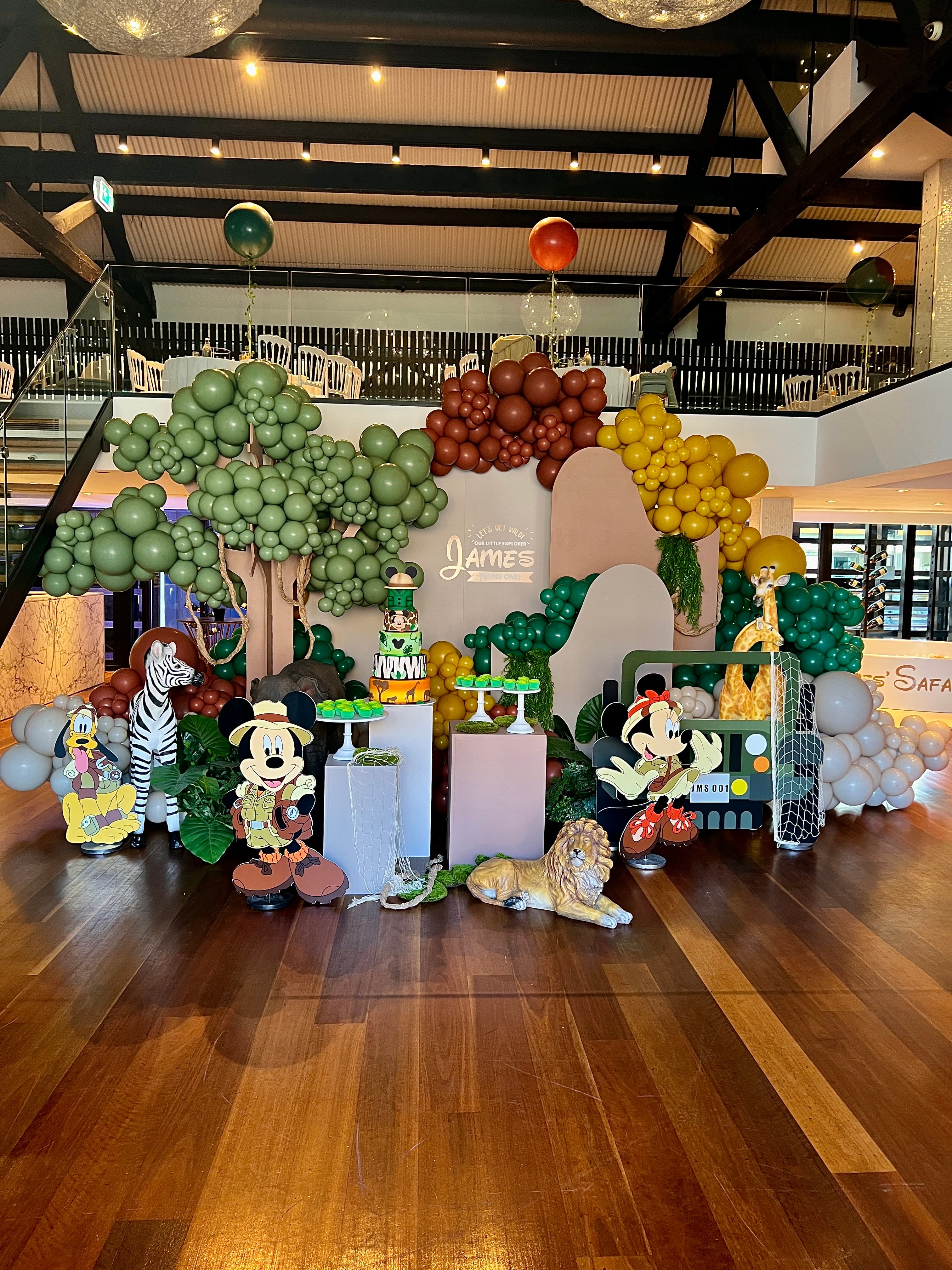 Balloon and party styling display at an event